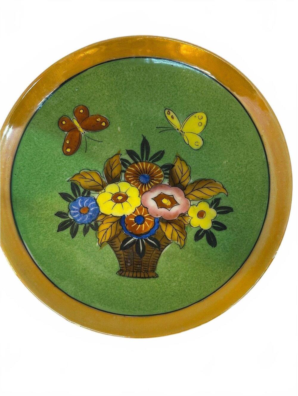 Vintage Japan Hand Painted Floral Butterfly Plate
